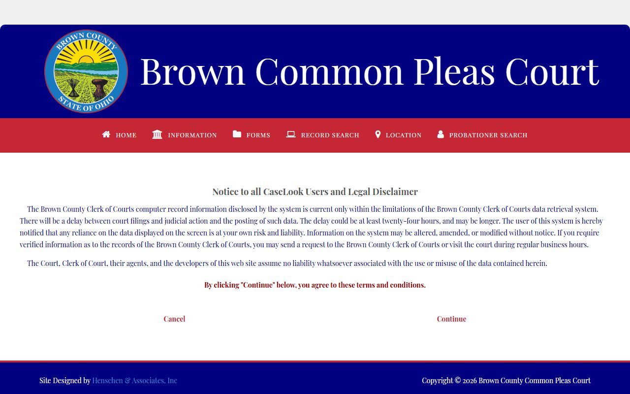 Brown County court records Common Pleas CaseLook gateway